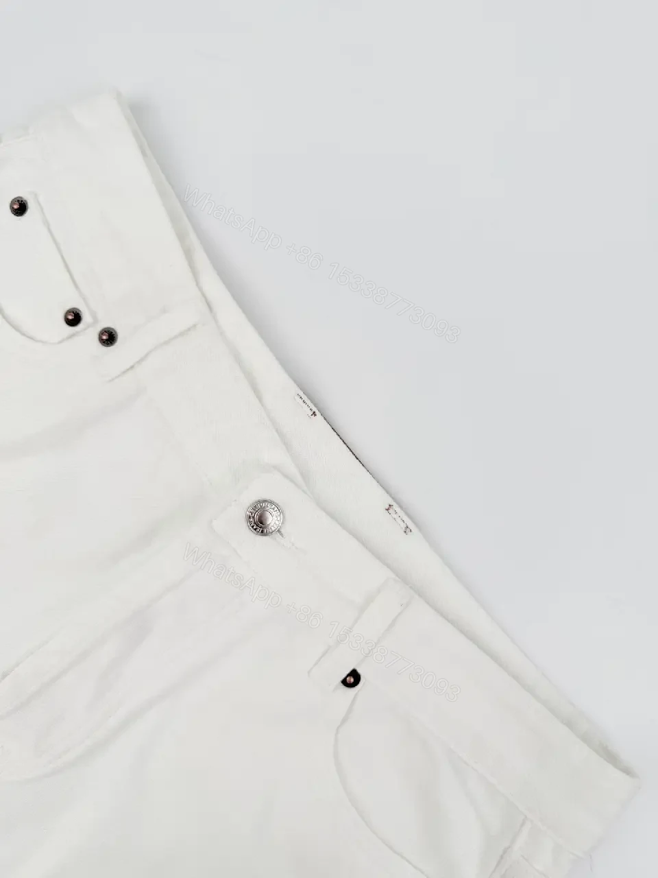 View 11 of Off-White Cream Wide-Leg High-Waist Pants with Metal Button Zip