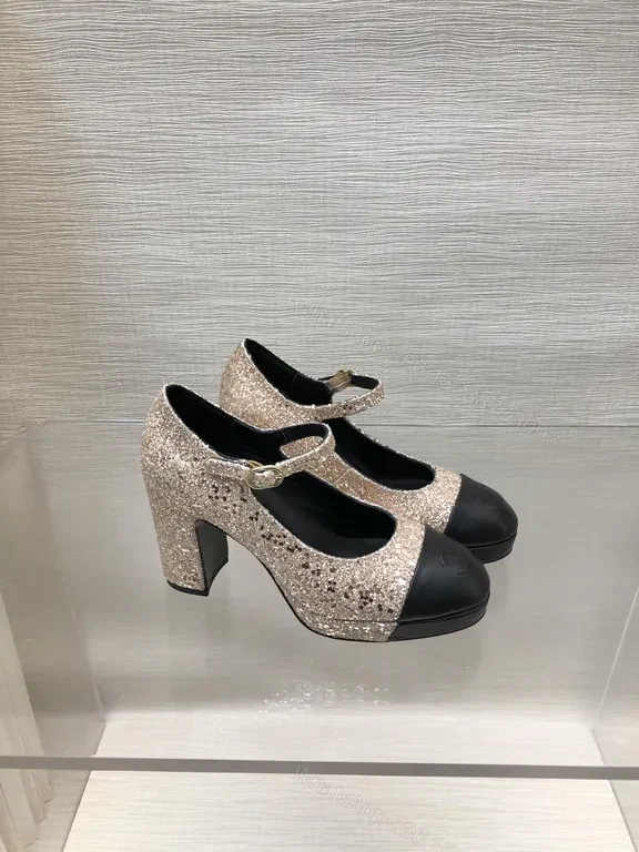 View 3 of Champagne Glitter Mary Janes: Luxe Comfort Flats