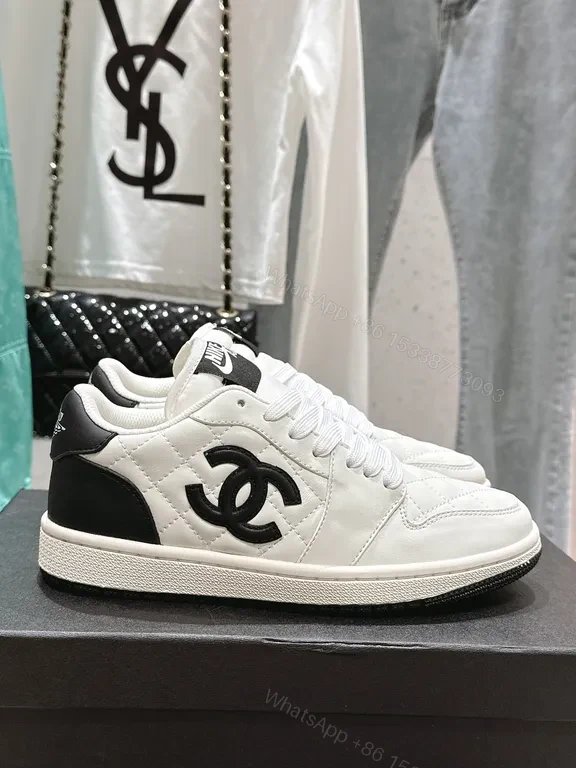 View 4 of White Quilted Leather Sneakers with Emblem - Elevated Comfort