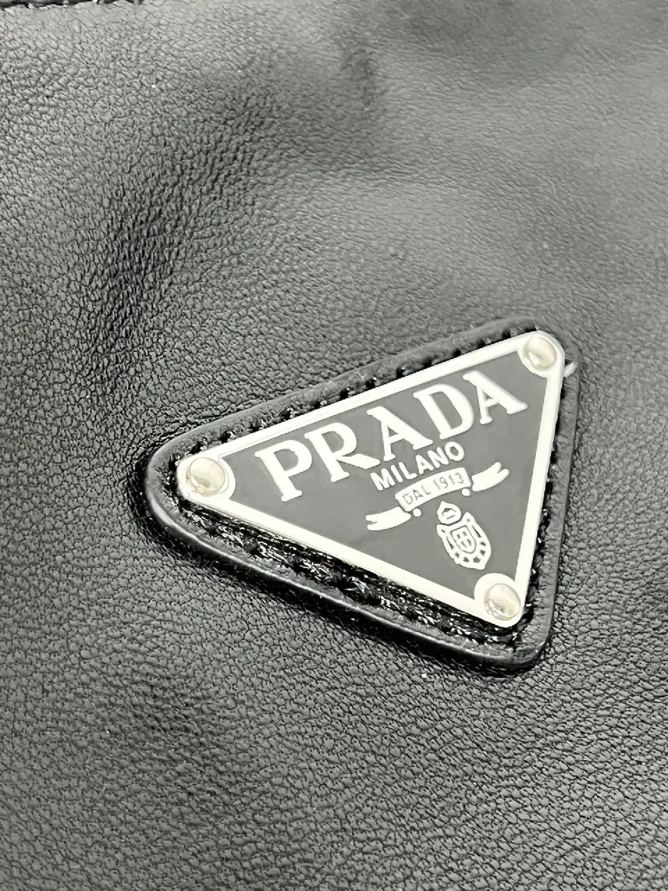 View 9 of Black Leather-Look Modern Hobo Shoulder Bag with Logo Closure