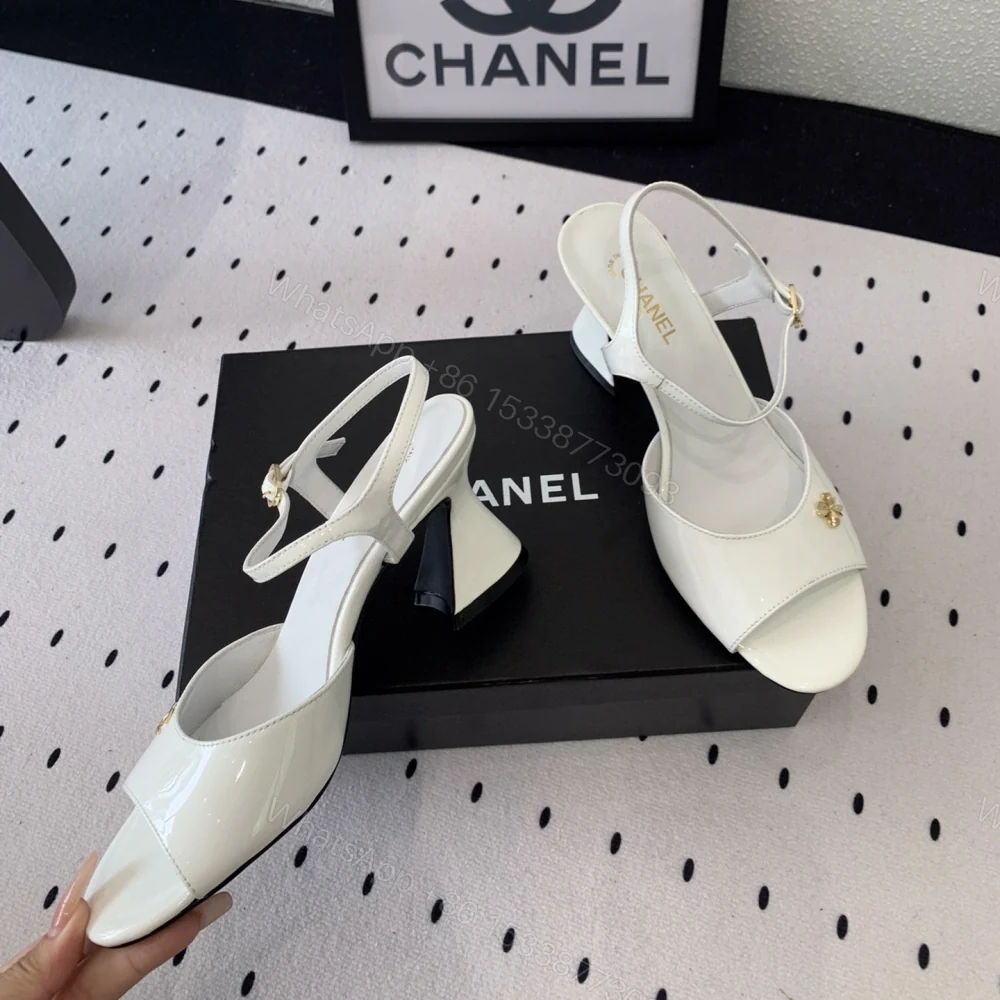 View 3 of 高仿Chanel*G45723A魚嘴高踭鞋漆皮白色5.5CM免檢版