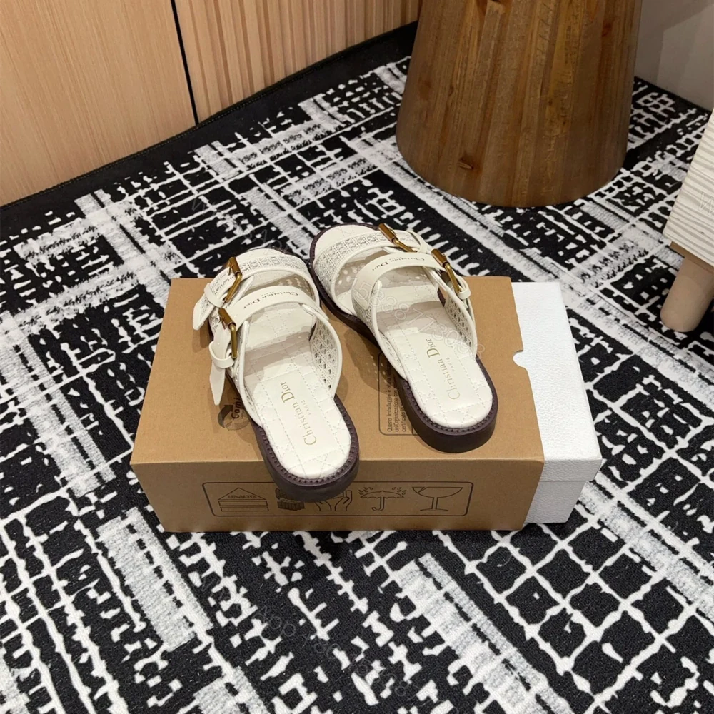View 7 of 高仿Dior*D-Avenue系列KCO196圓頭塔扣一字拖鞋白色免檢版