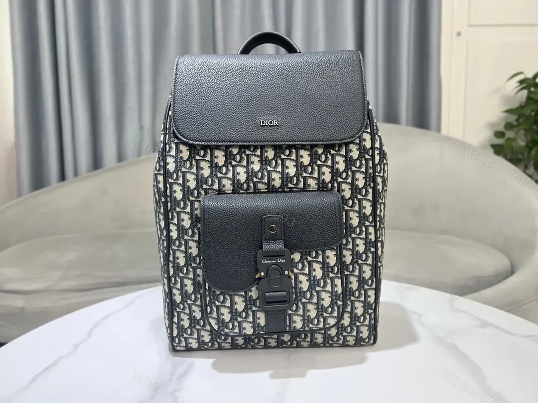 View 3 of Compact Monogram Backpack: Black Leather Trim, High-Cabinet Style, All-Day Comfort