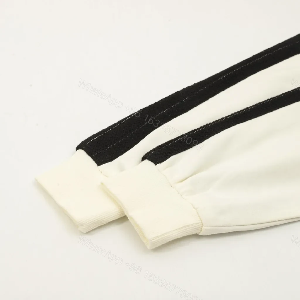 View 5 of Minimalist Luxury Hoodie: Contrast Stripes & Logo Zip Front Hoodie