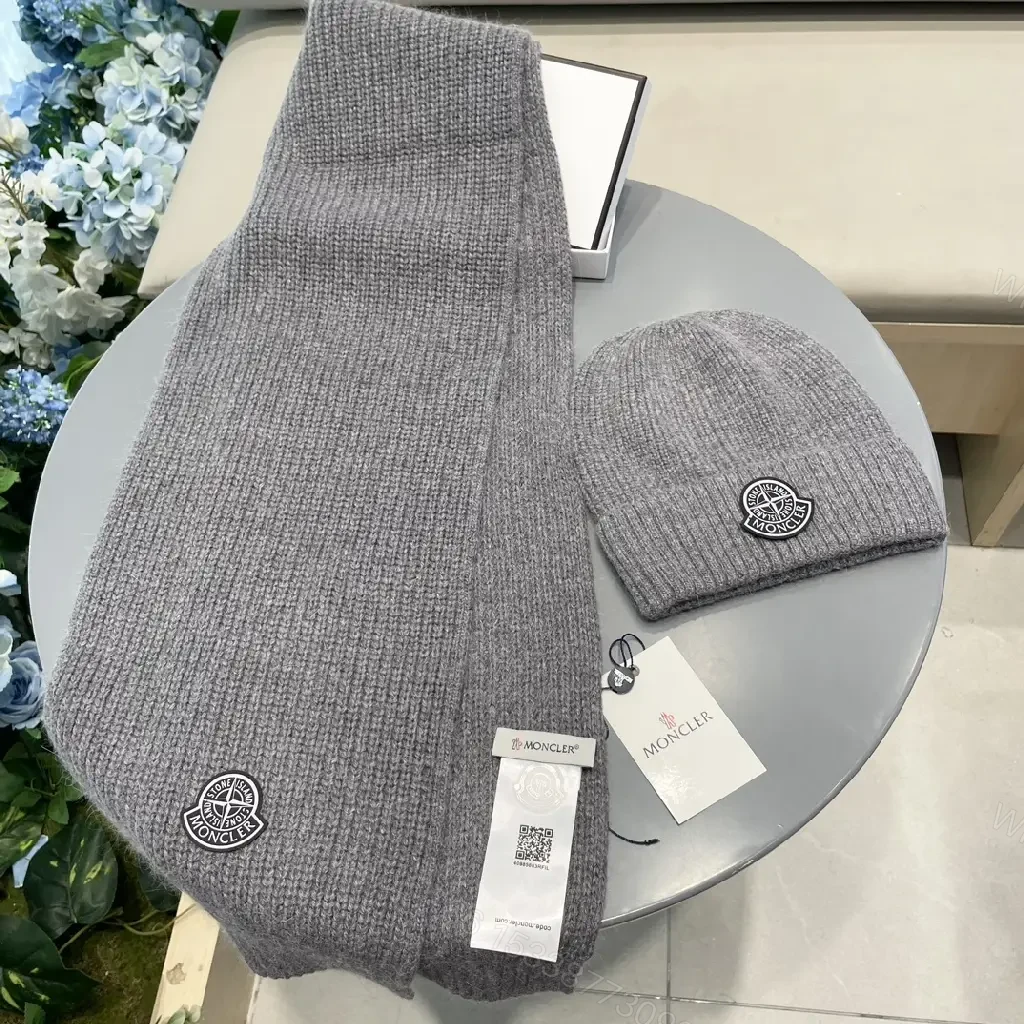 View 6 of Gray Knit Set: Structured Warmth Beanie & Scarf Duo