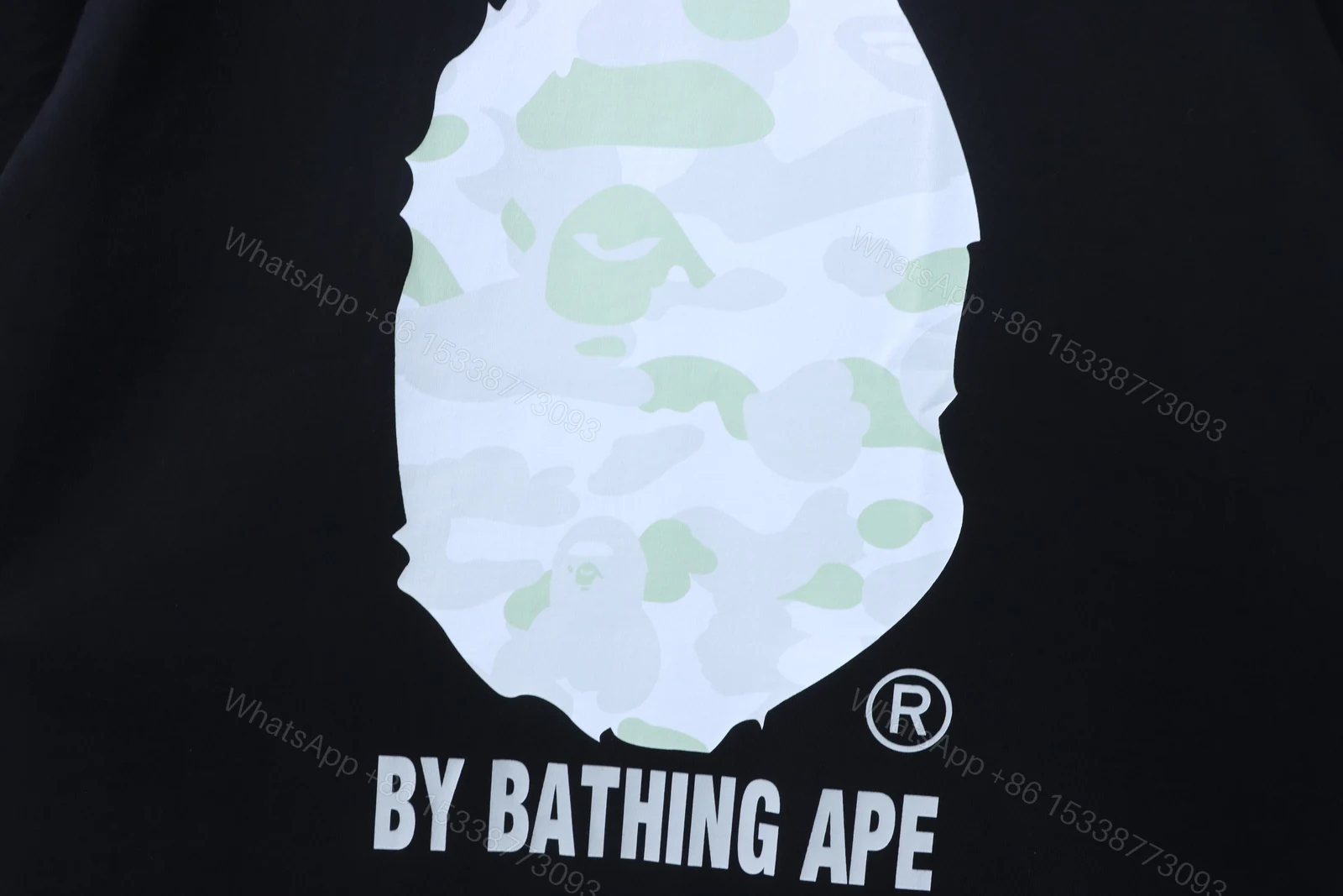 View 2 of Bape 26ss Macaron Adult Ape Head Letter Print Short-Sleeved T-shirt Black