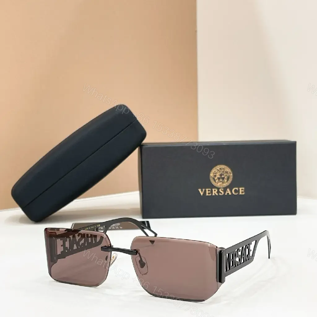 View 4 of Silver-tone Rectangular Shield Sunglasses with Versace Logo