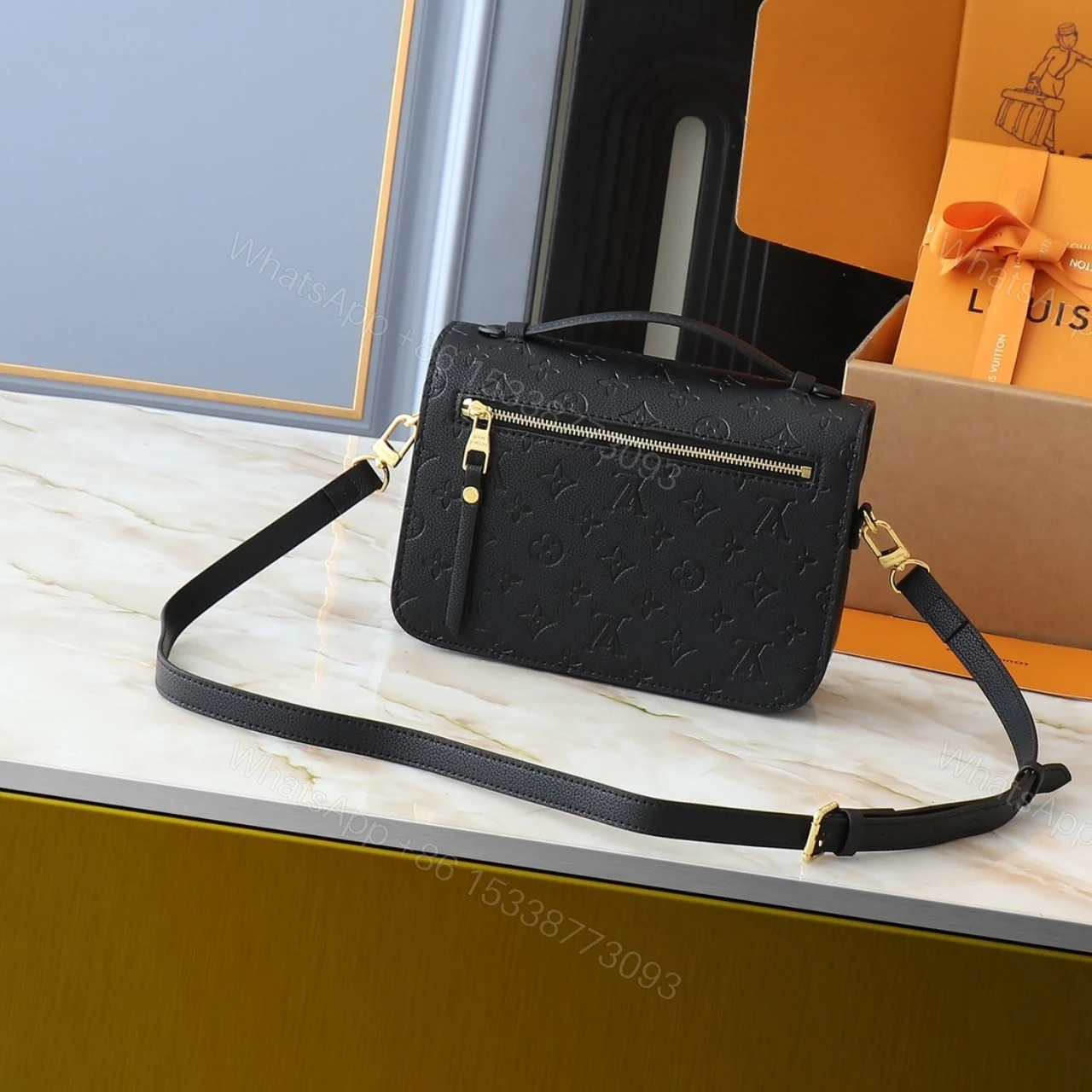 View 5 of LOUIS VUITTON X TAKASHI MURAKAMI POCHETTE MÉTIS BAG BLACK 25CM M41487