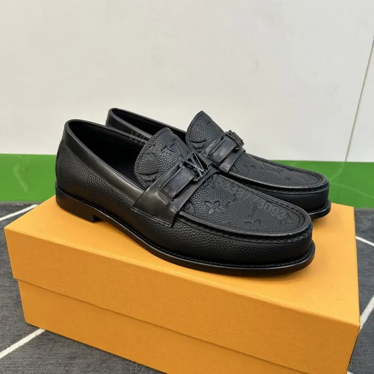 View 4 of Refined Monogram Leather Driver â€“ Black Oxford Loafer