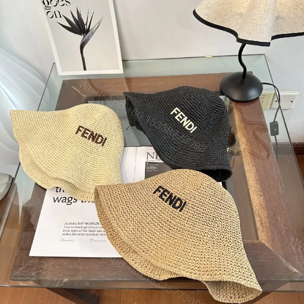 View 12 of Natural Beige Straw Bucket Hat with Crochet Pattern