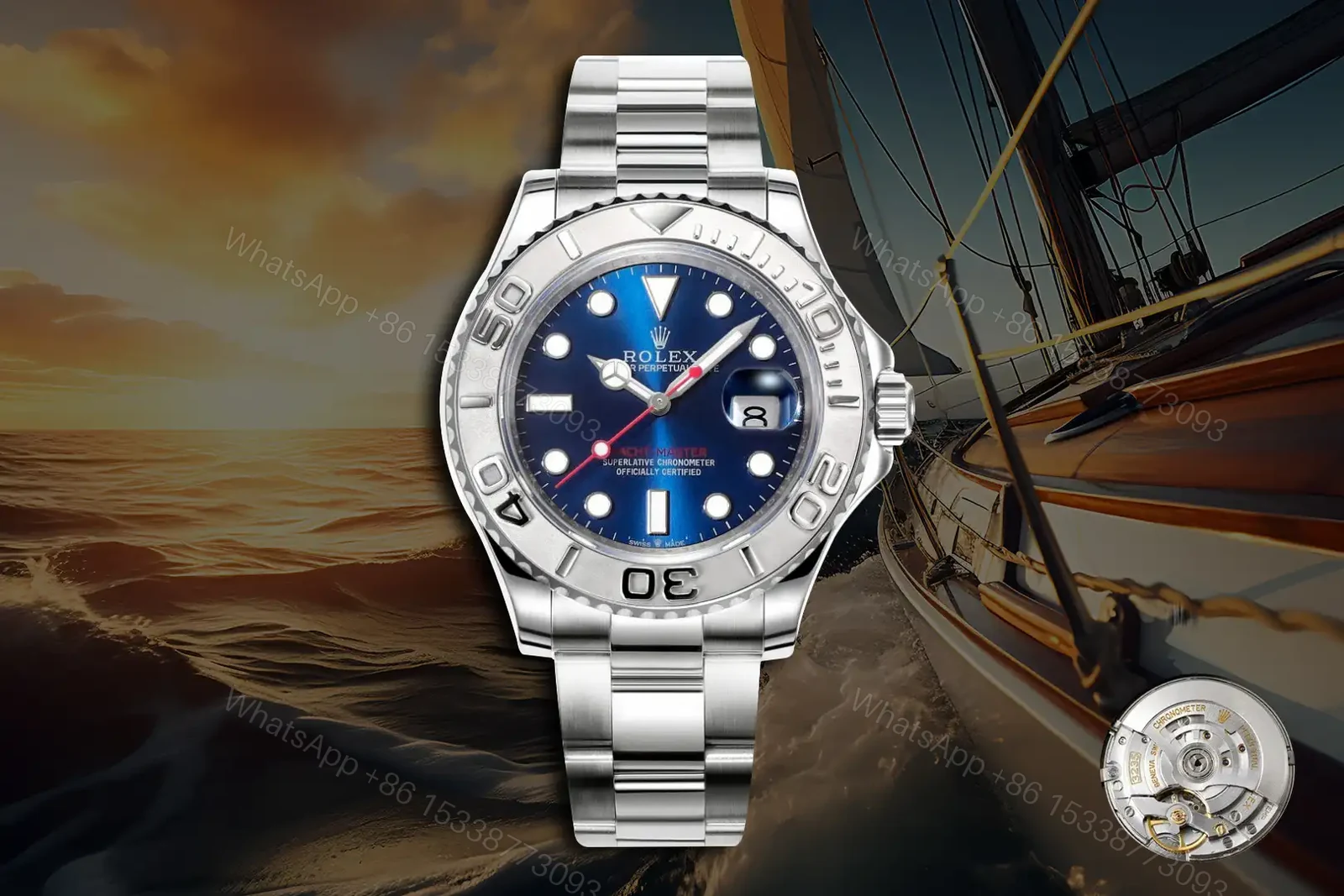 Fake Rolex Yacht-Master 40 Blue Dial Platinum Bezel 116622-0002 — view 1