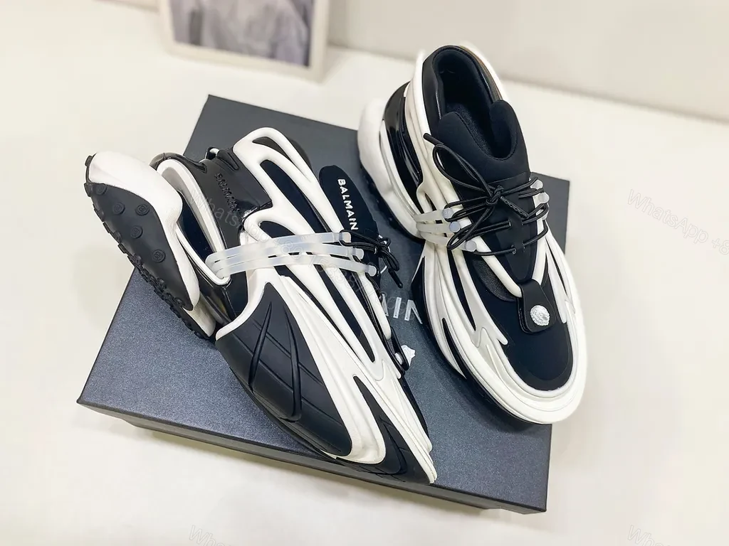 View 7 of Balmain-Style Chunky Sneakers: Premium Knit Leather, All-Day Comfort