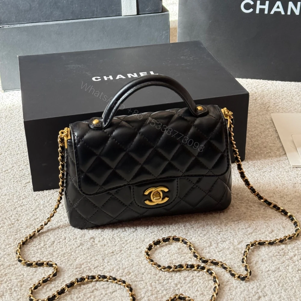 View 5 of Chanel Mini Flap Top Handle Bag And Gold Metal Black 20Cm AS5355 B19386 94305