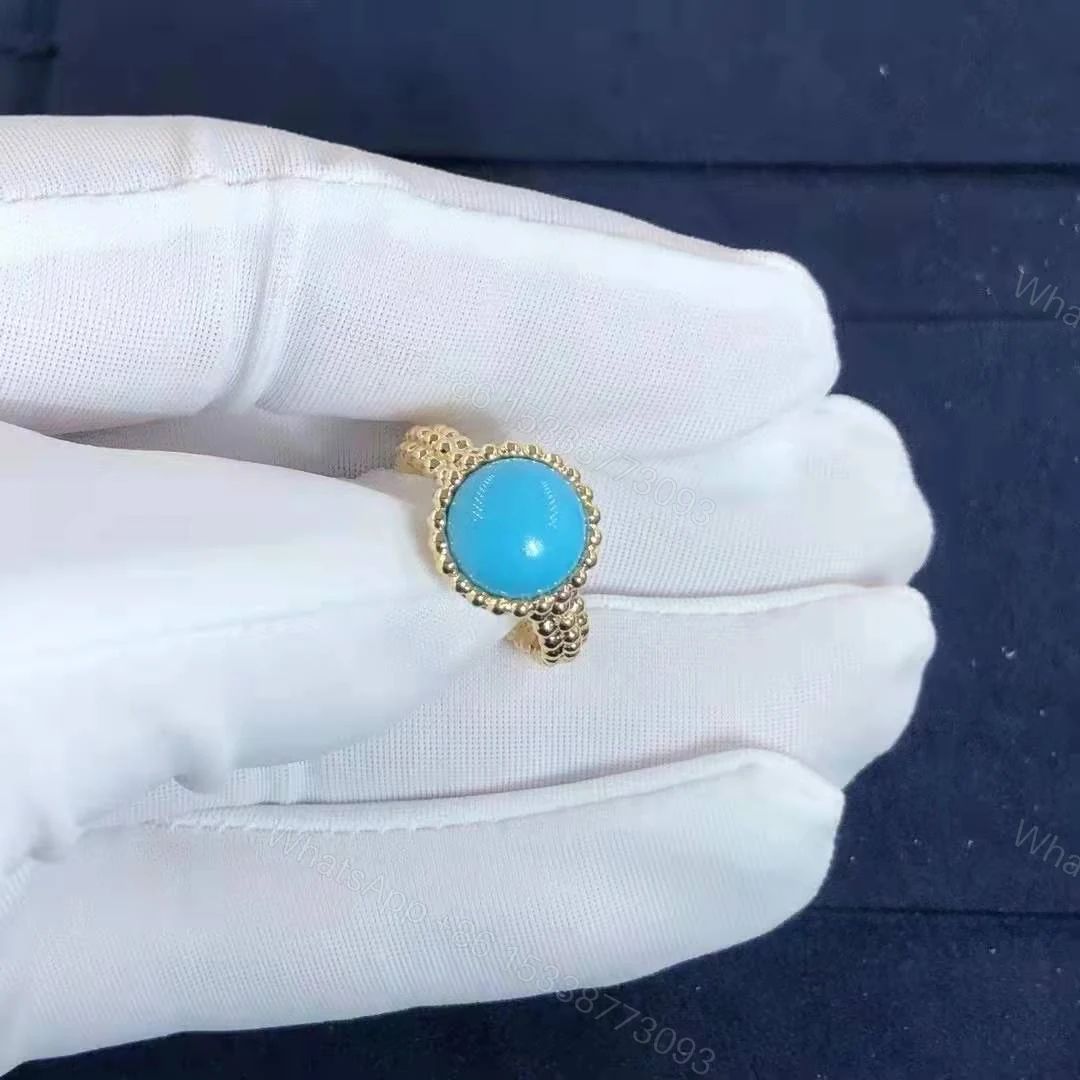 View 3 of Van cleef & arpels Perlée couleurs ring Yellow gold, turquoise