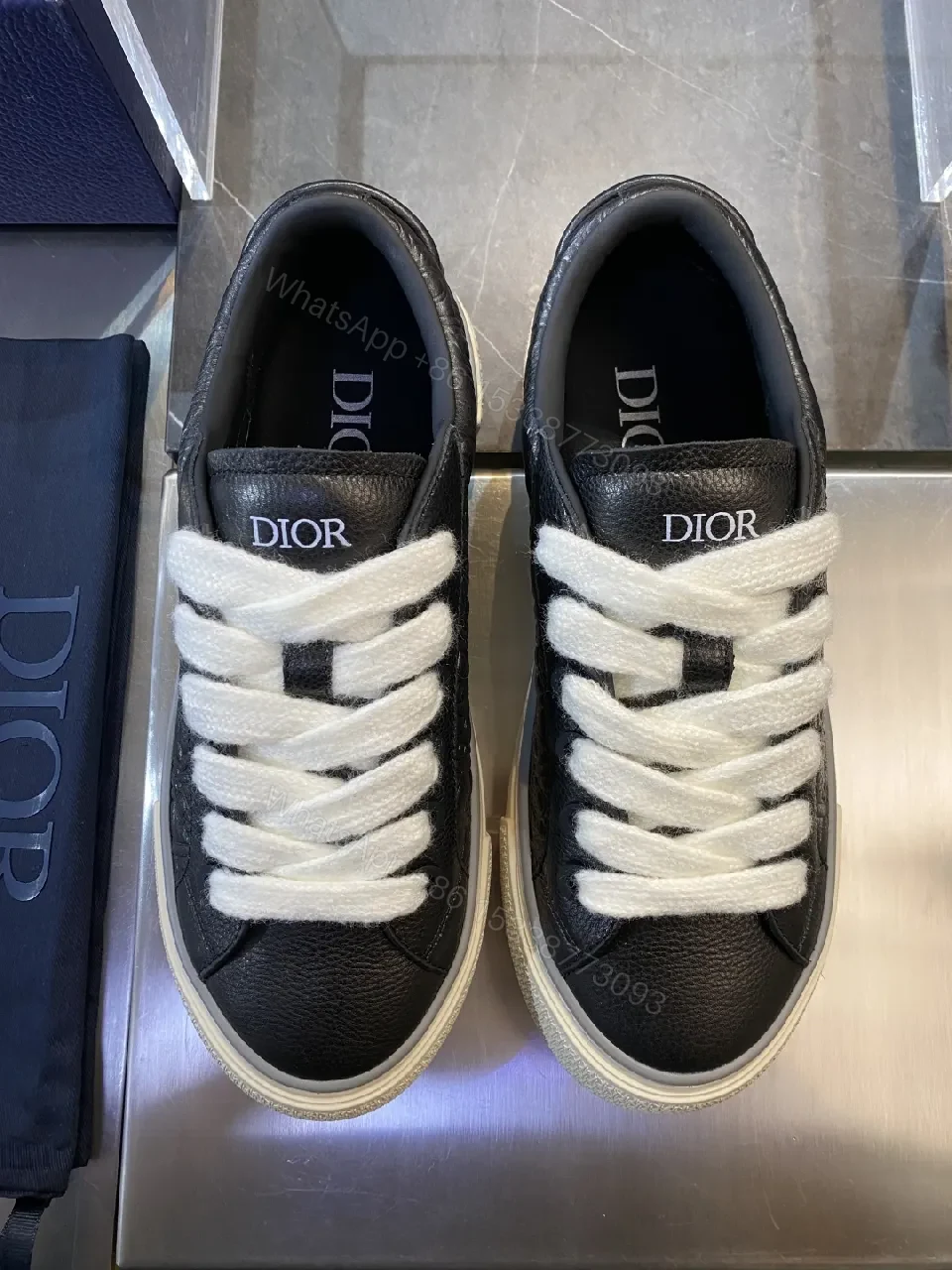 View 2 of Beige Leather Low-Top Sneakers with Subtle Designer Edge