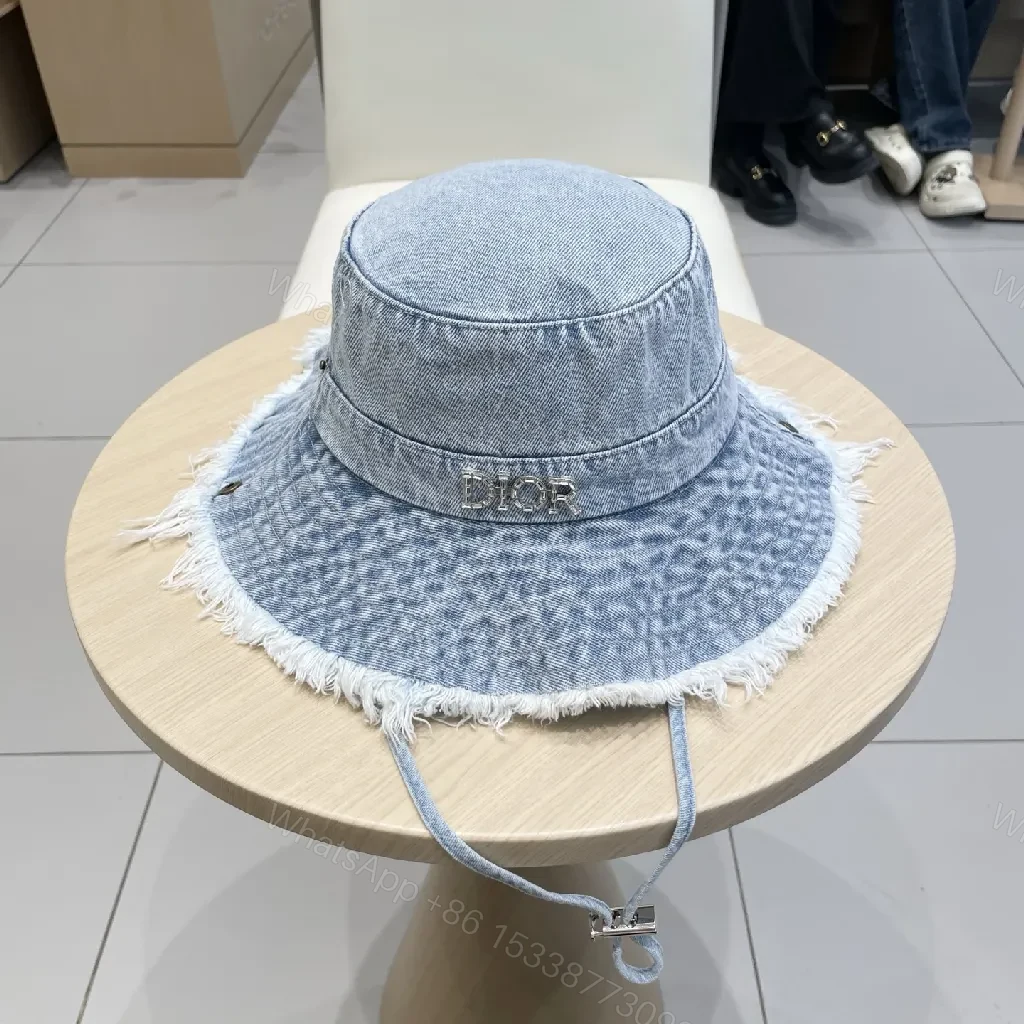 Denim Bucket Hat with Frayed Edge, High-Style Accent — view 1
