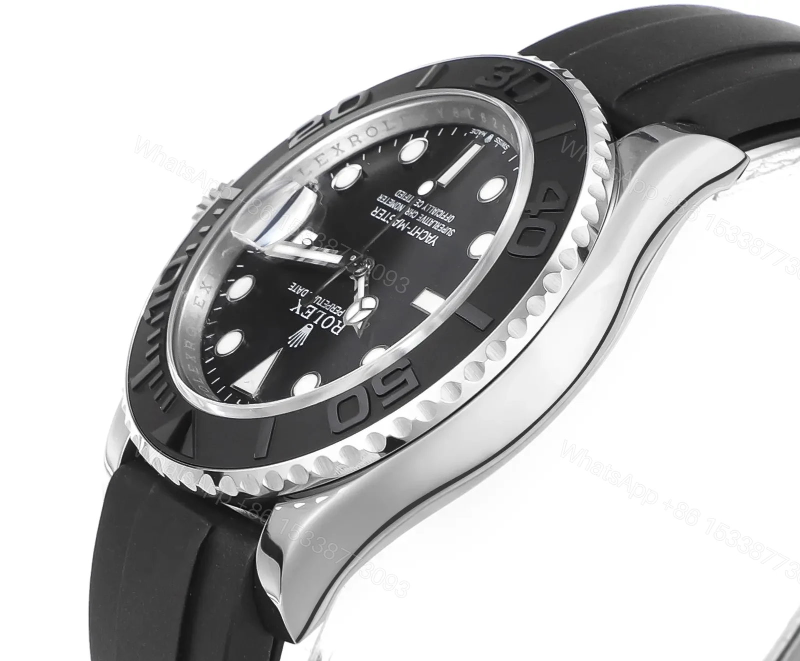 View 5 of DJ Factory Clean Factory Rolex Yacht-Master Black Dial Rubber Strap