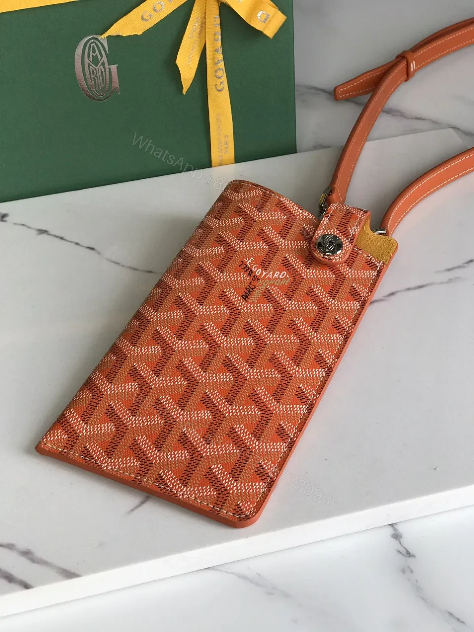 View 9 of Structured Patterned Crossbody—Bold Orange, Signature Chevron, Snap Closure