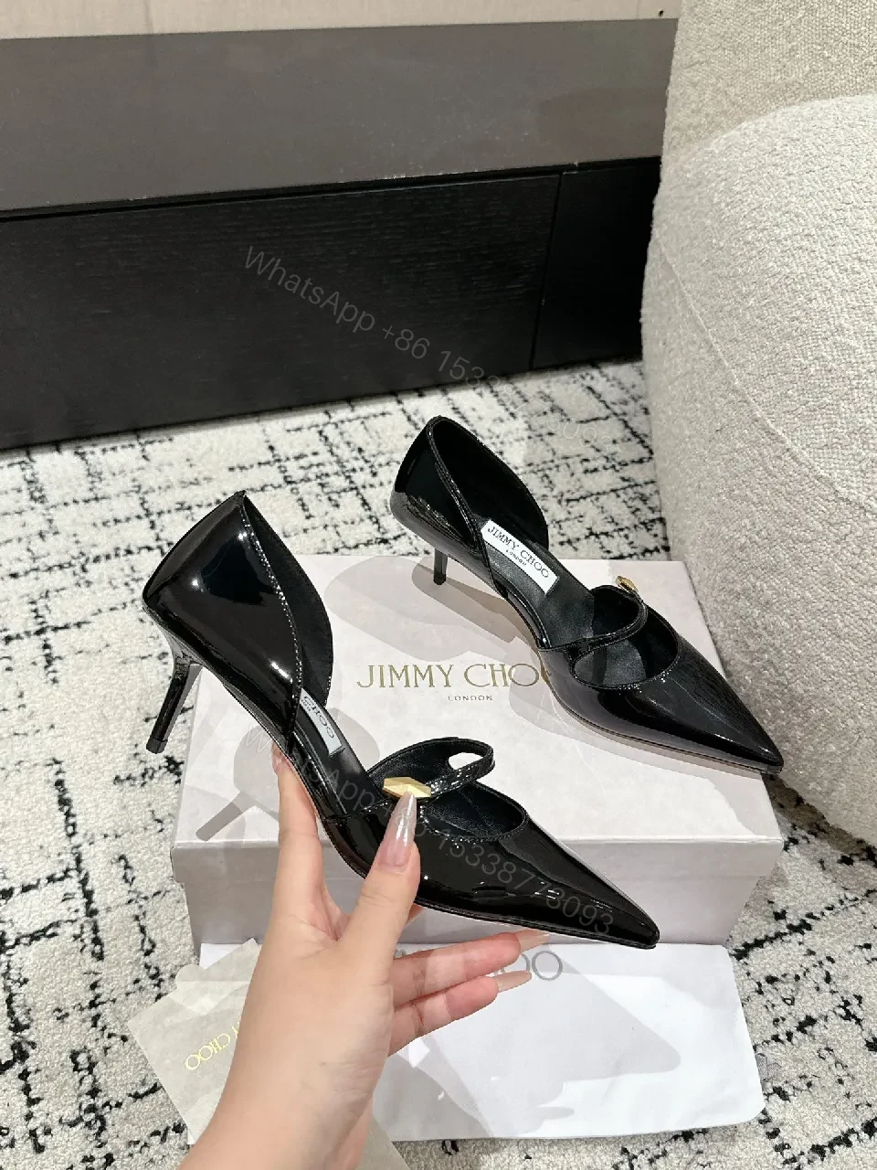 Chic Patent Slingback Heel of Fancy Pointed Toe — view 1