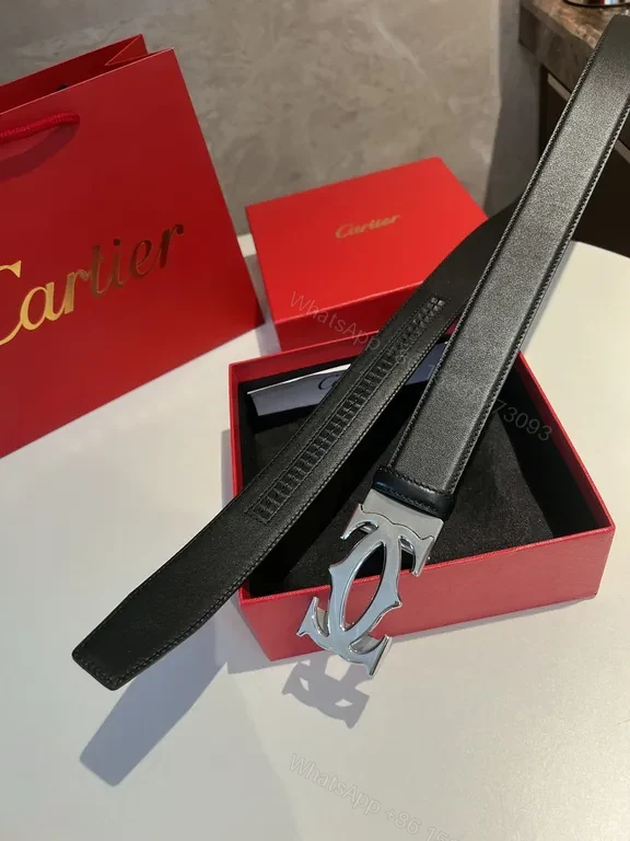 View 6 of Premium Leather Belt with Double G Buckle - Black, Lux Style