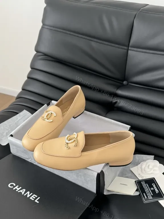 View 2 of Beige Leather Mules â€“ Chanel-Inspired, Lux Comfort Flats