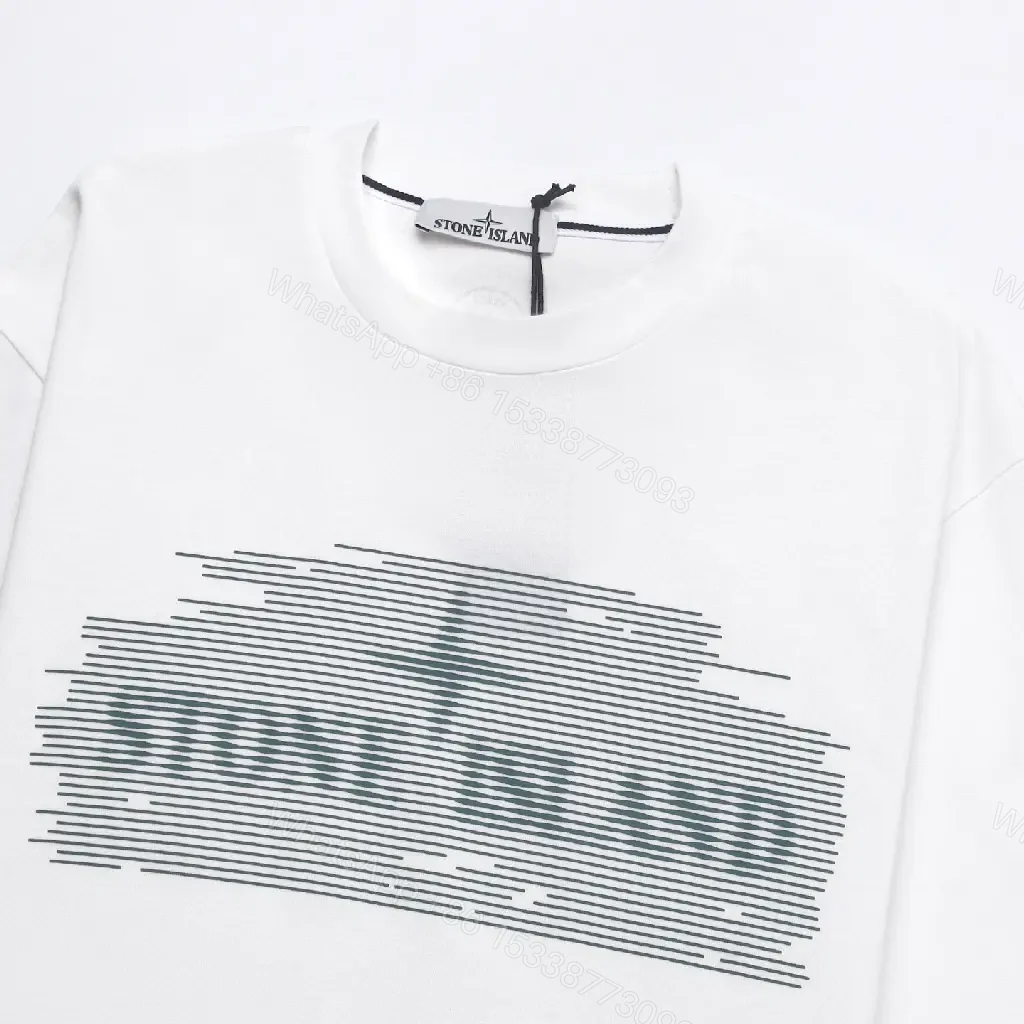View 11 of White Cotton Minimalist Tee with Bold Linear Graphic
