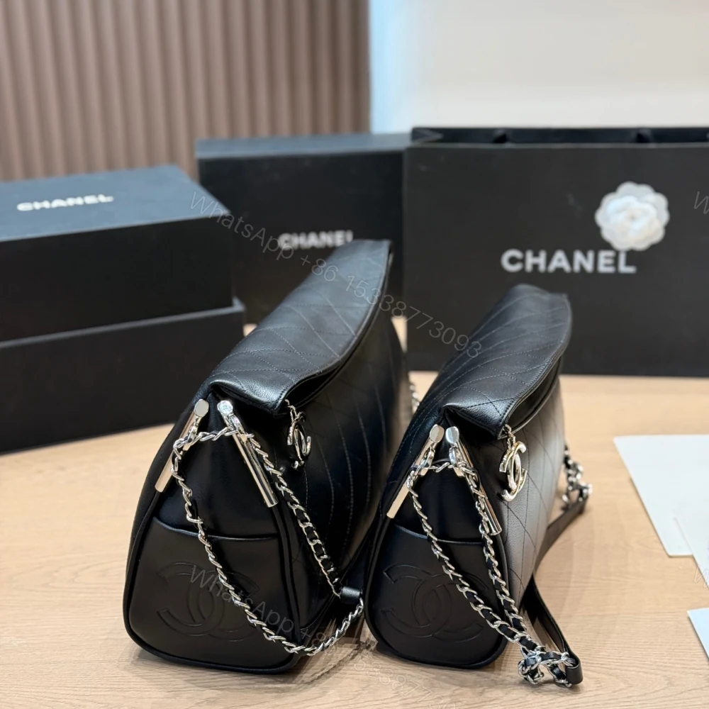 View 3 of Chanel Ultimate Soft Hobo Bag Silver Hardware Black 38Cm