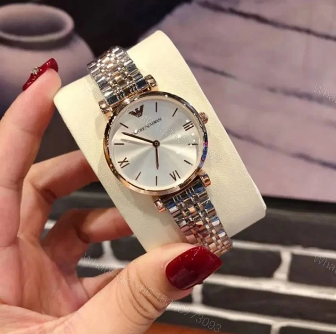 View 3 of First Copy Emporio Armani Rose Gold White Dial Roman Marker Women’s Analog Watch