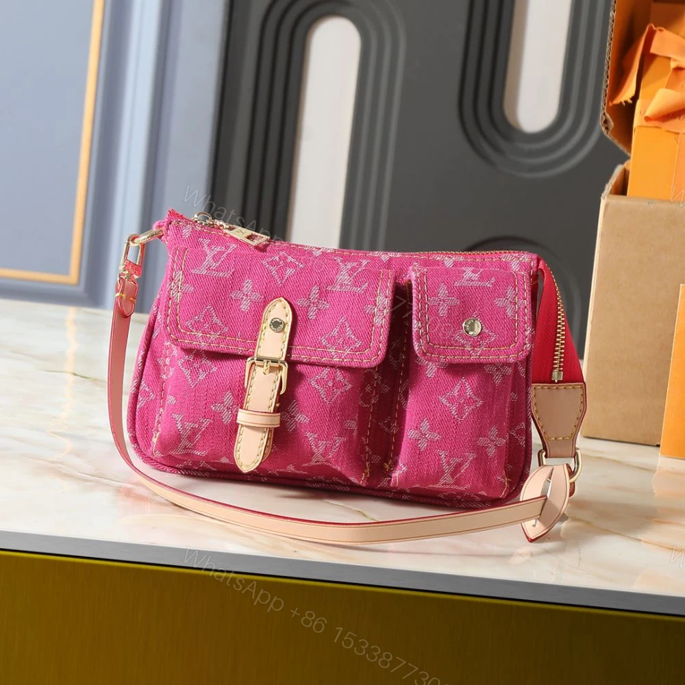 View 2 of Louis Vuitton Pochette Accessoire Cargo Pink Denim 23cm