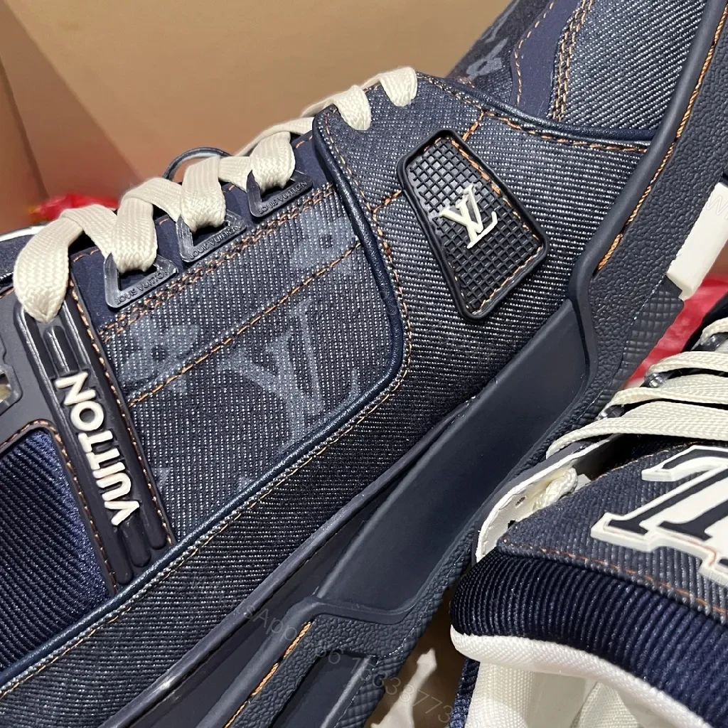 View 5 of Dark Denim-Effect Luxe High-Tops with Signature Hardware
