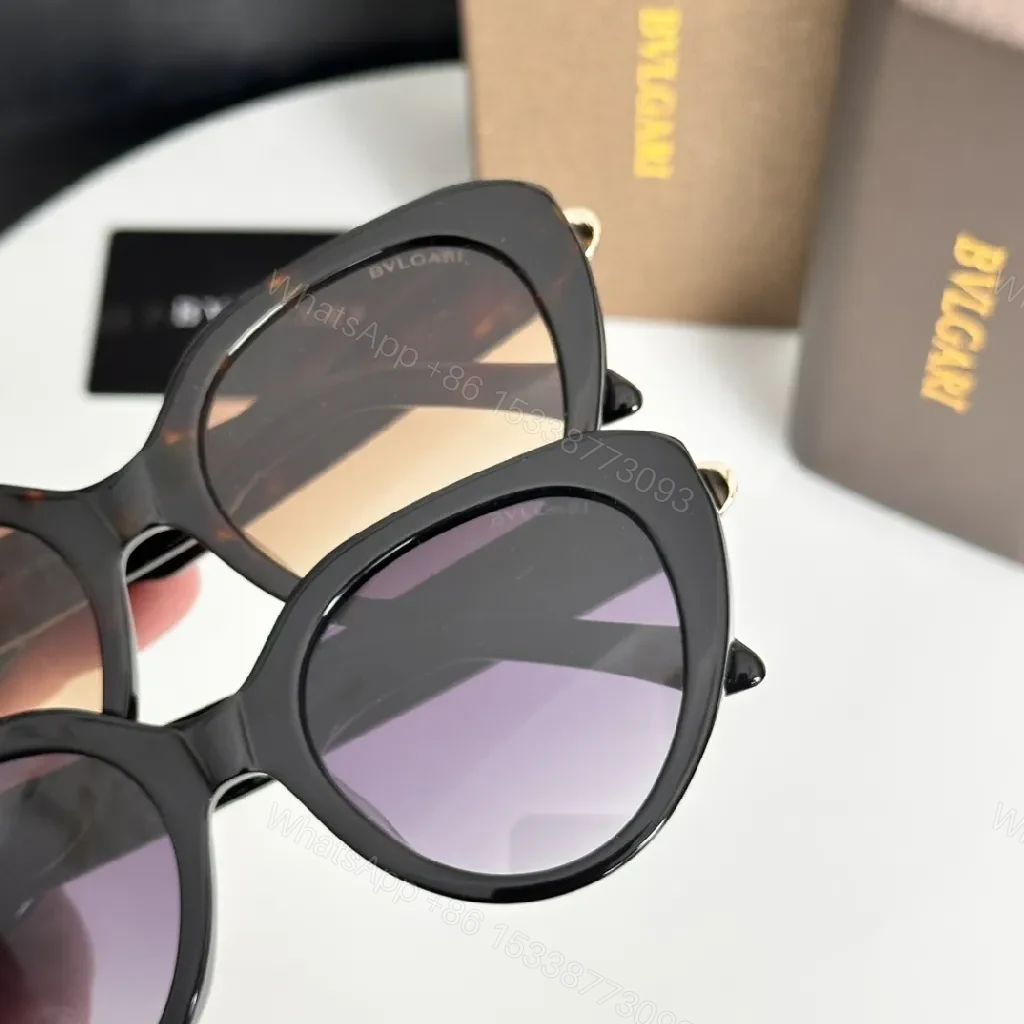View 7 of Patterned Boldness Cat-Eye Sunglasses with Luxe BVLGARI Hardware