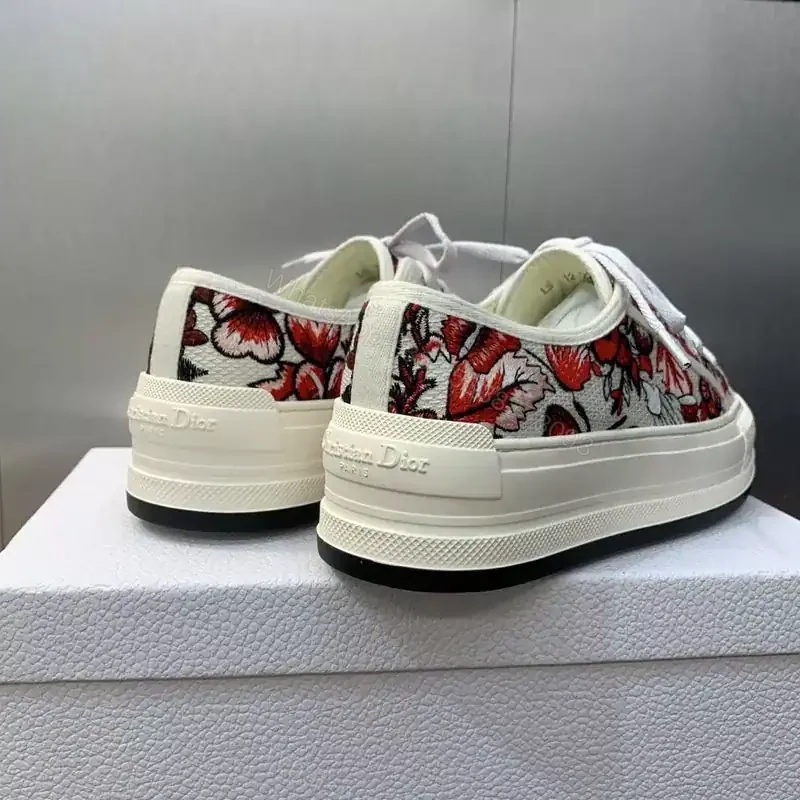 View 3 of WALK’N’DIOR PLATFORM SNEAKERS UNISEX LE COEUR DES PAPILLONS EMBROIDERED WHITE/RED – CD167
