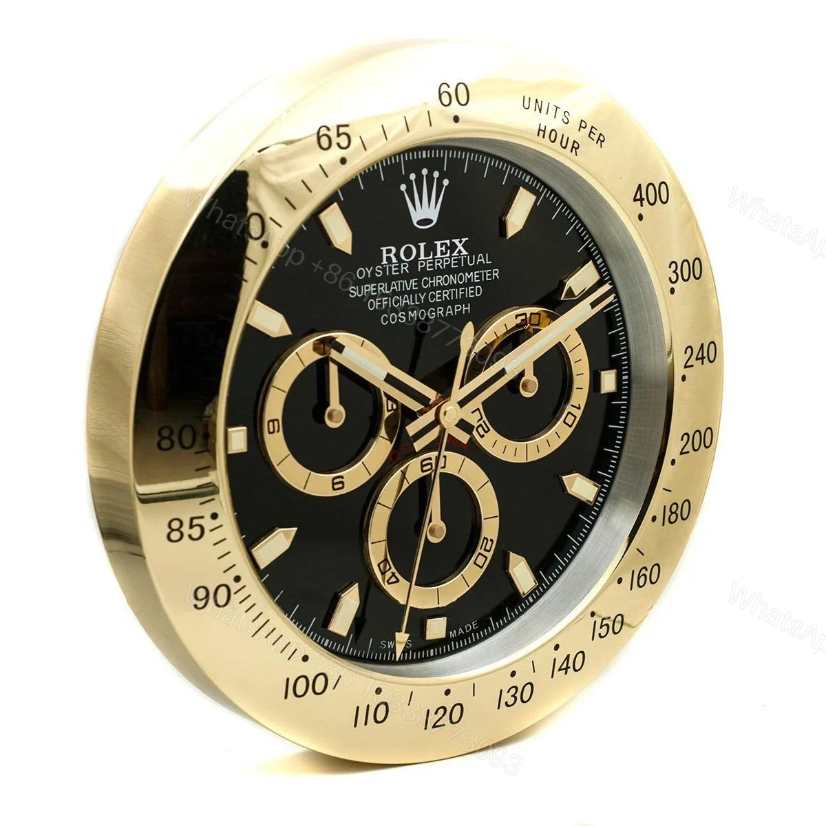 ROLEX WALL CLOCK – DAYTONA GOLD/BLACK DIAL — view 1