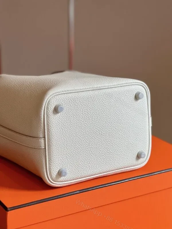View 7 of HN 18 White Togo Leather Sliver Hardware
