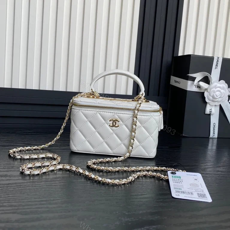 Chanel-Inspired Quilted Mini Bag: White, Gold, Luxe Everyday — view 1
