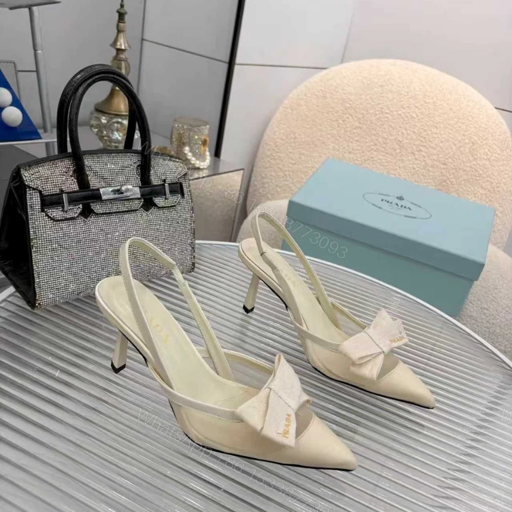 View 2 of Prada Mesh Fabric Slingback Pumps In White