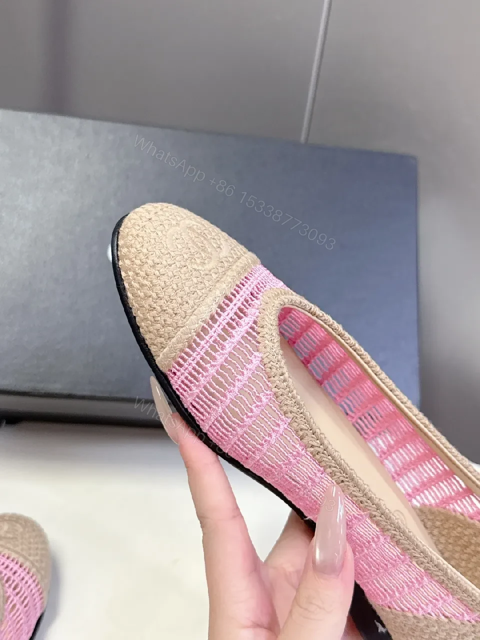 View 4 of Pastel Knit Espadrille Flats with Subtle Logo
