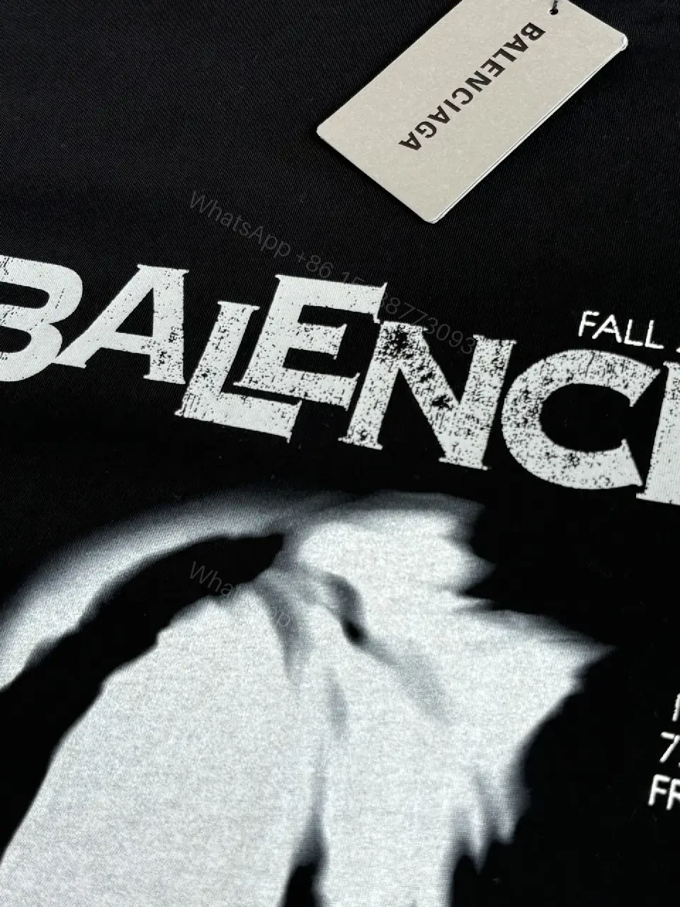 View 7 of Black Cotton Oversized Bold BALENCIAGA Graphic T-Shirt