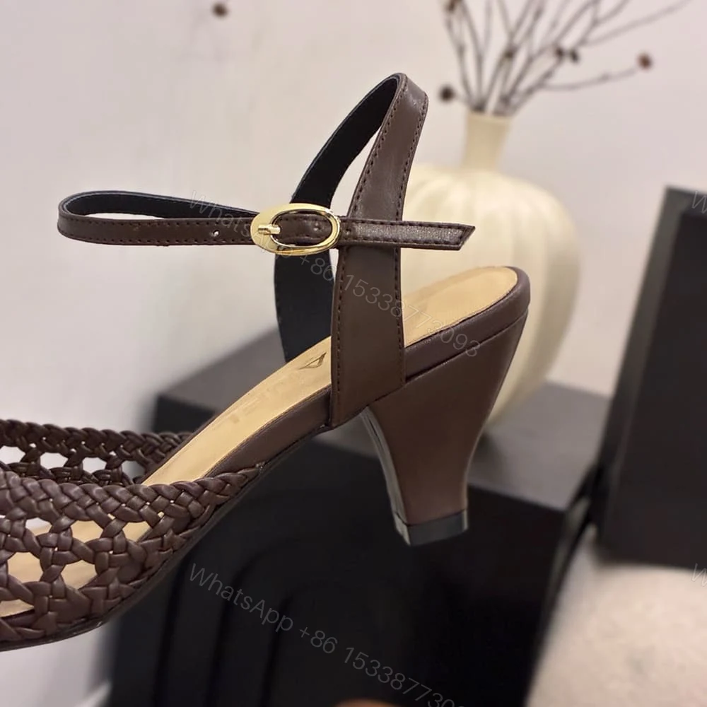 View 8 of CHANEL Braided Ankle-Strap Sandals 360978