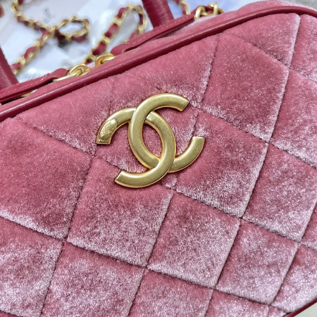 View 4 of Velvet Mini Bag: Gold Hardware, Chain, Chic Texture
