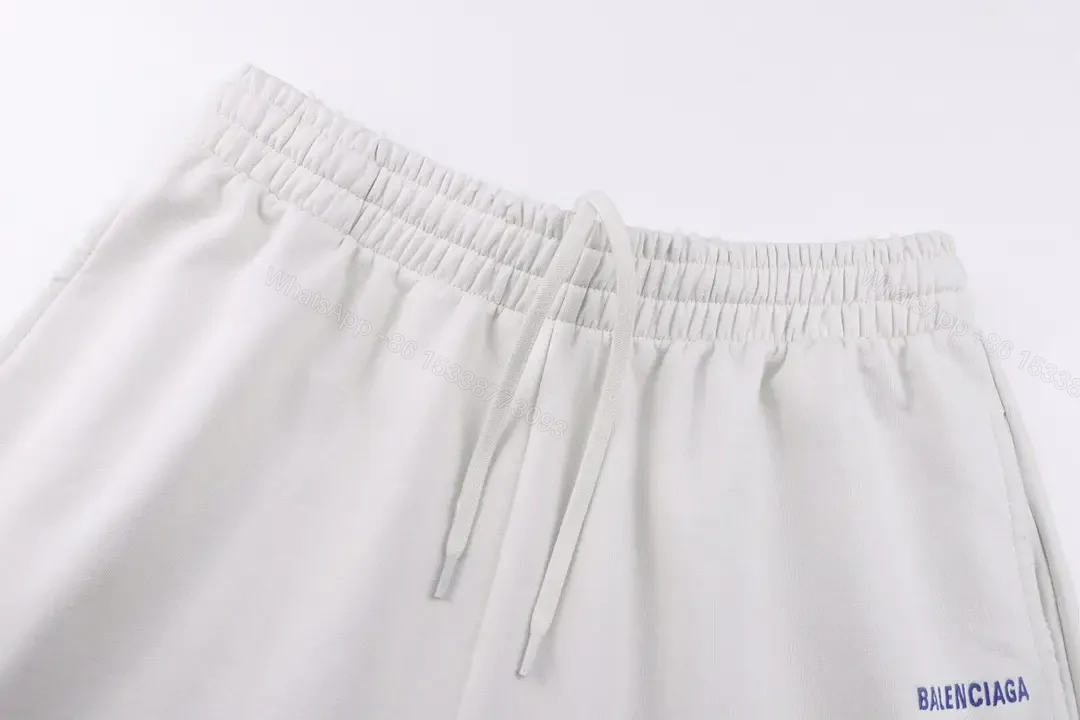 View 9 of White Cotton Shorts, Relaxed, Drawstring Waist, Balenciaga Logo Short