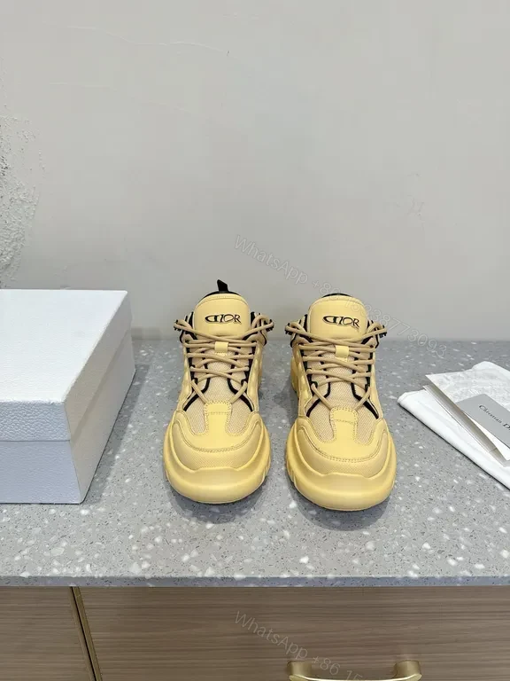 View 8 of Beige Leather-Mesh Chunky-Sole Sneakers: Luxe, All-Day Comfort
