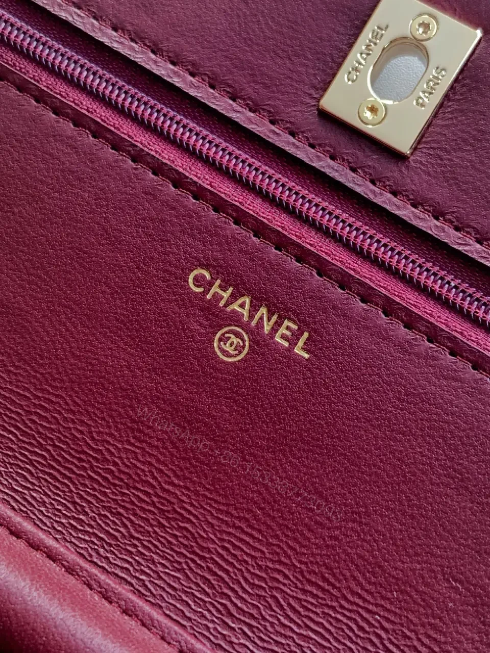 View 5 of Velvet Crossbody Bag: Burgundy, Gold Hardware, Quilted Chic