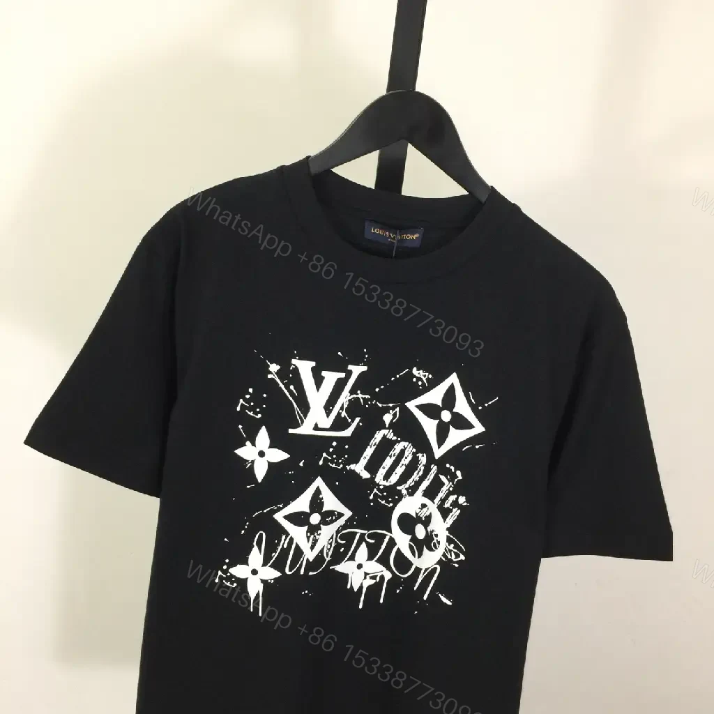 View 7 of Black Cotton Graphic Tee: Streetwear Luxe Statement Top