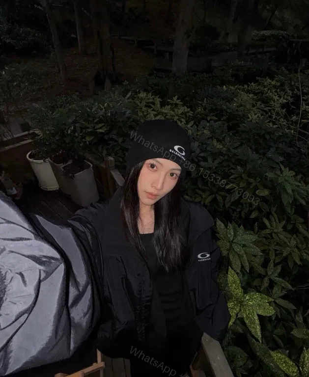 View 2 of Chic Black Knit Beanie: Subtle Balenciaga Logo, Warmth