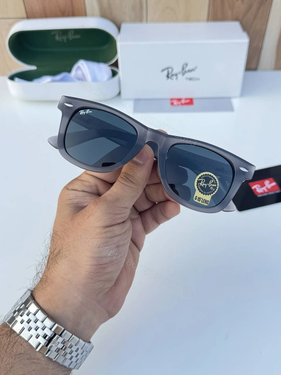 View 3 of First Copy RayBan 2140 Grey Black Sunglasses