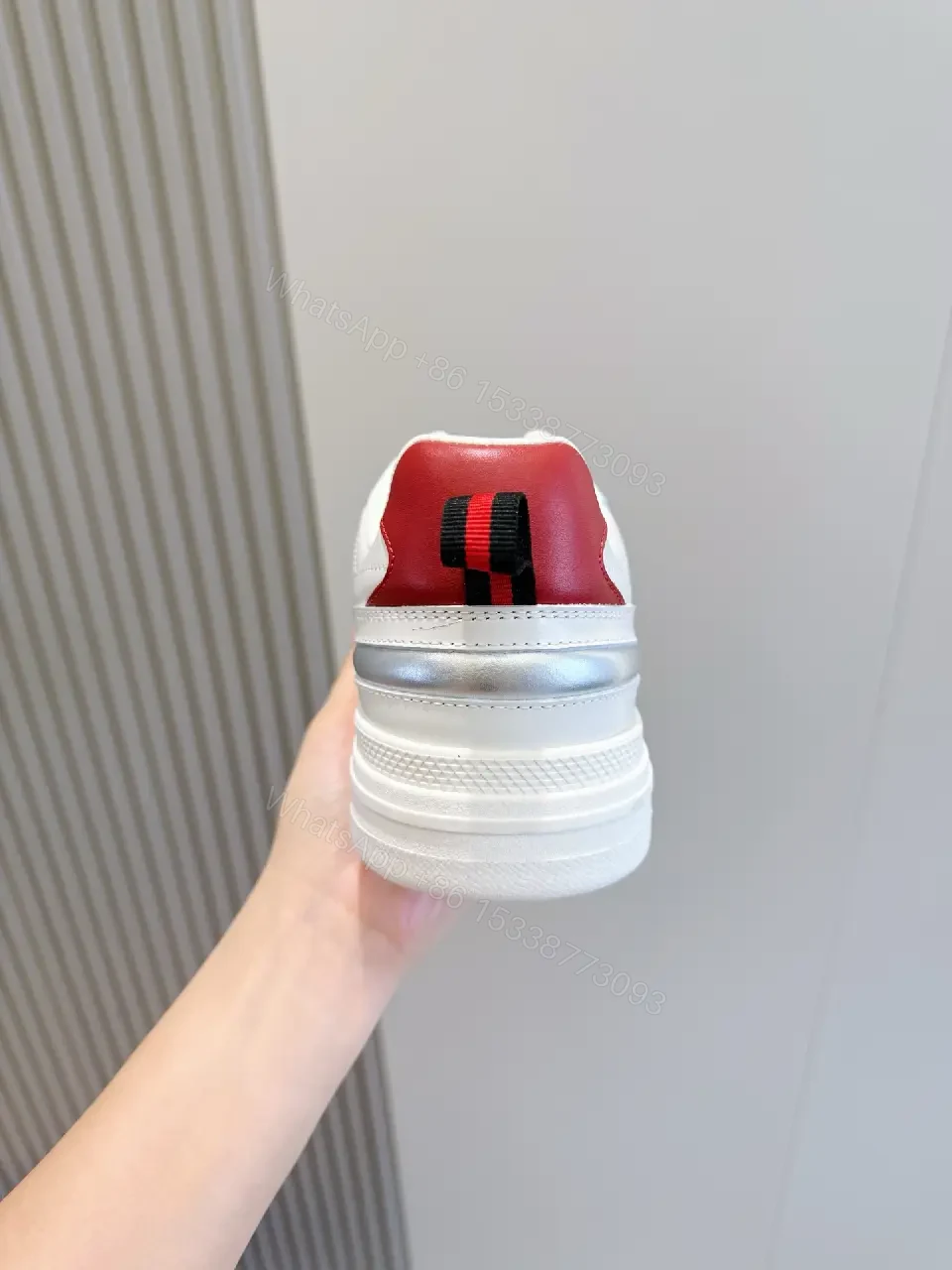 View 4 of White Leather Sneakers Minimalist Style 1:1 Comfort Prada Inspired
