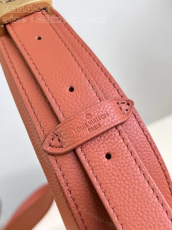 View 8 of Leather Belt Bag: Subtle LV Logo, Crescent Shape, Crossbody Carry