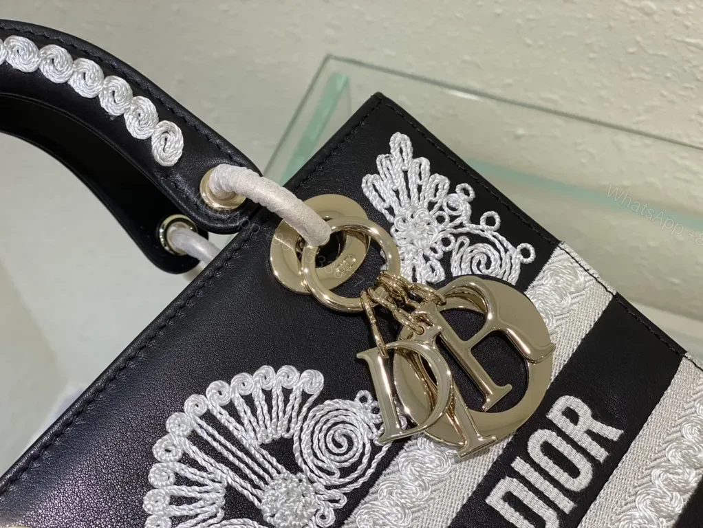 View 6 of White Embroidery Satchel: Dior Couture Crossbody Bag
