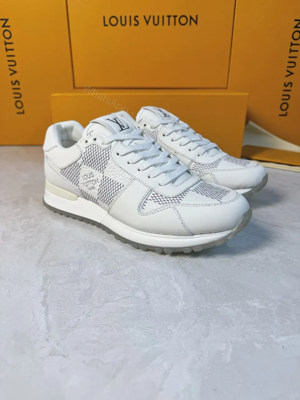Premium Leather Sneakers with Breathable Mesh and LV Detailing — view 1